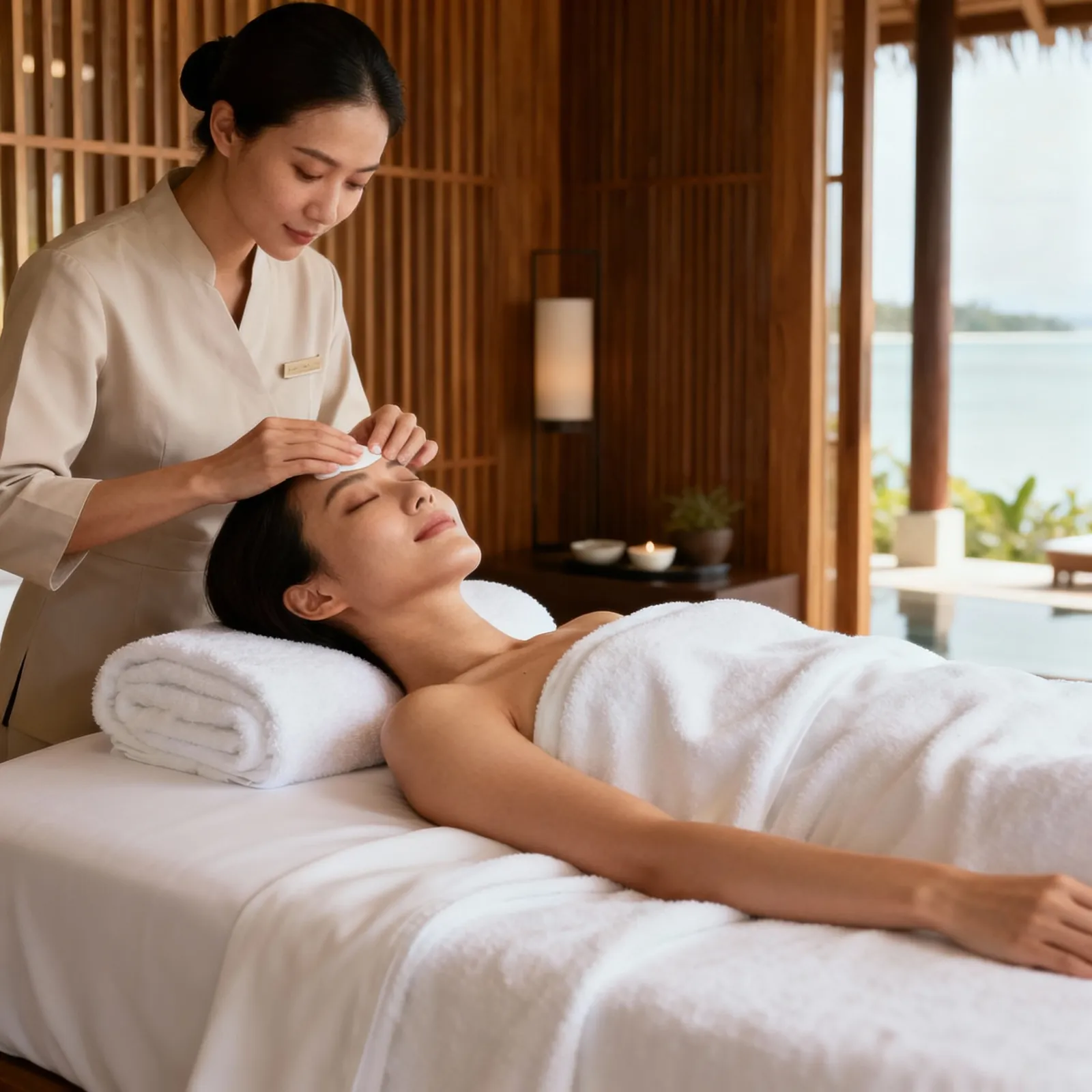 A relaxing facial treatment in a spa