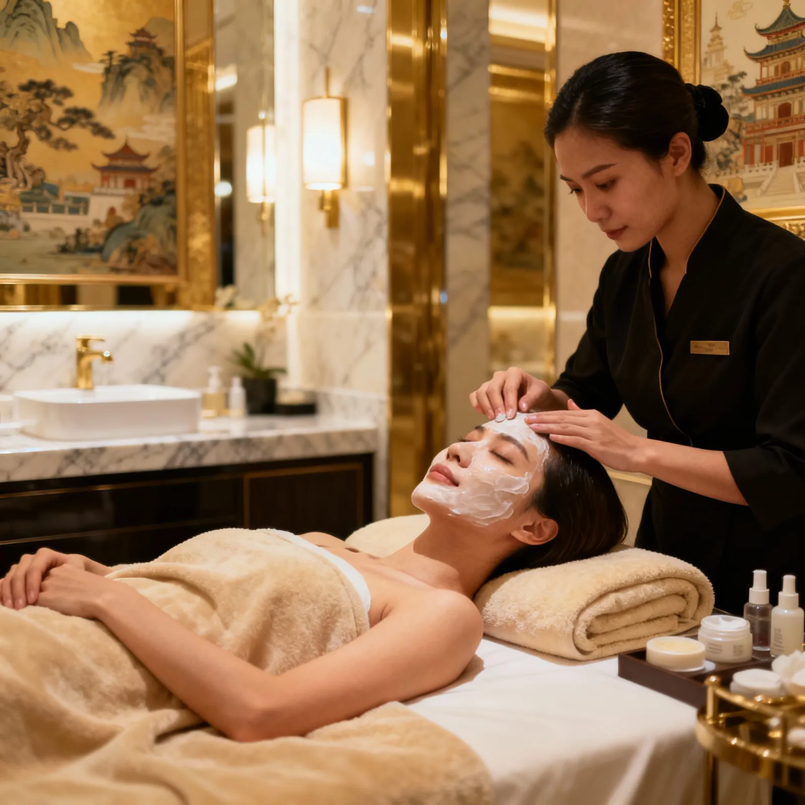 Illustrative image of a spa facial ritual