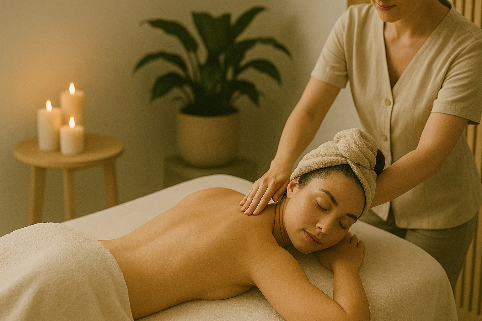 An evening spa treatment by warm lamplight